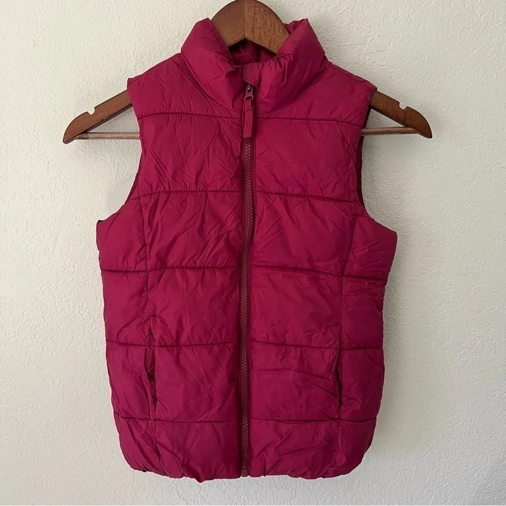 Old Navy Burgundy Sleeveless Puffer Vest, Zip Front, 2 Pockets, M (8)